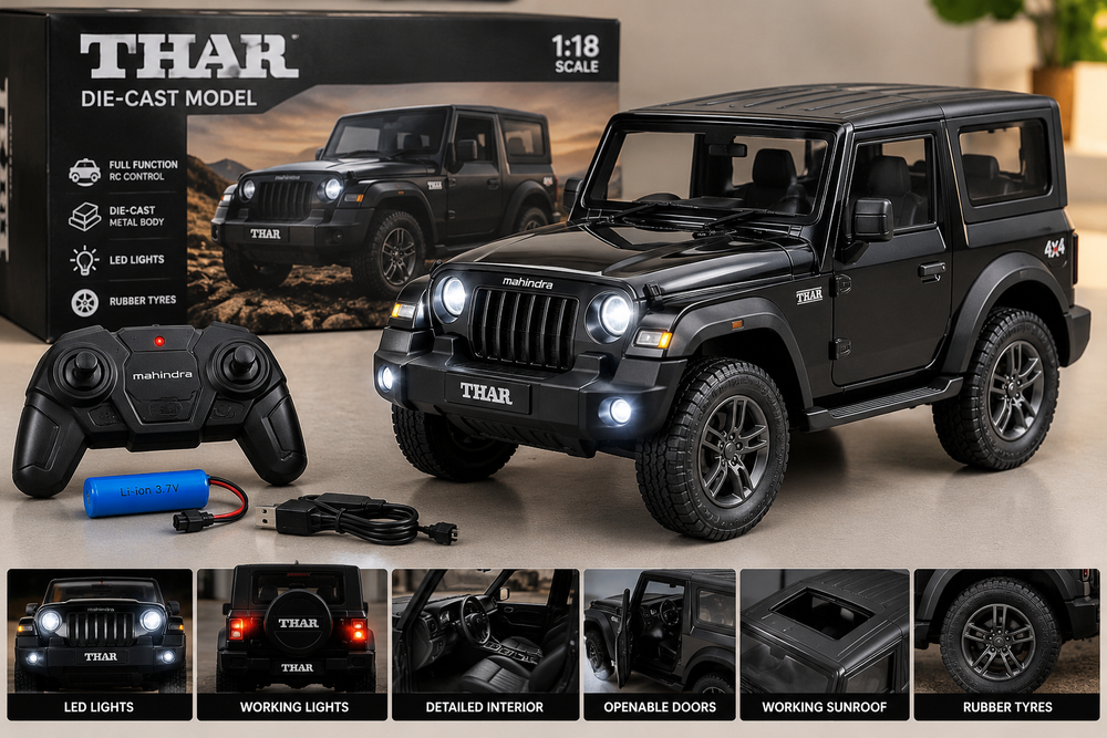 Mahindra Thar 1:18 Die-Cast RC Car | Premium SUV Model